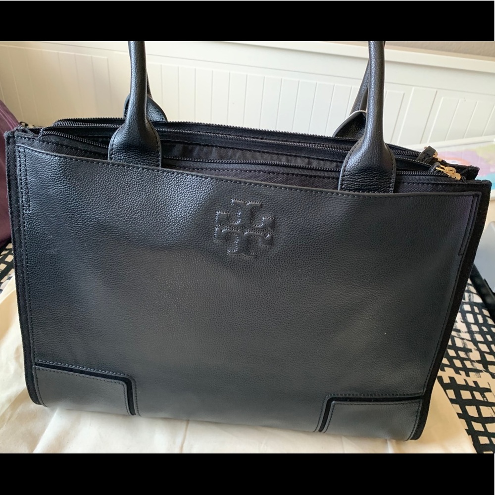 Tory Burch Ella Leather/Canvas Tote